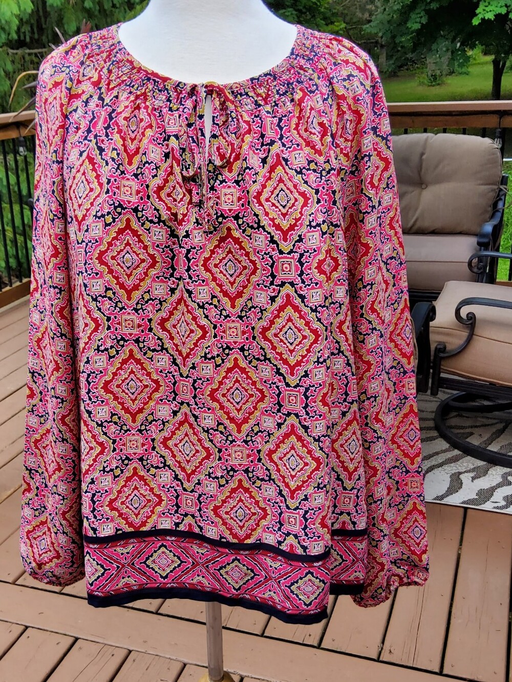 GAP Pink Multi-Pattern Peasant Tunic